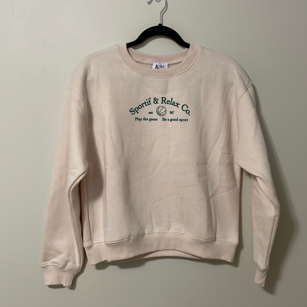Princess Polly - MVP Oversized Crew Neck Sweatshirt - Cream - Size 0 - Picture 2 of 4